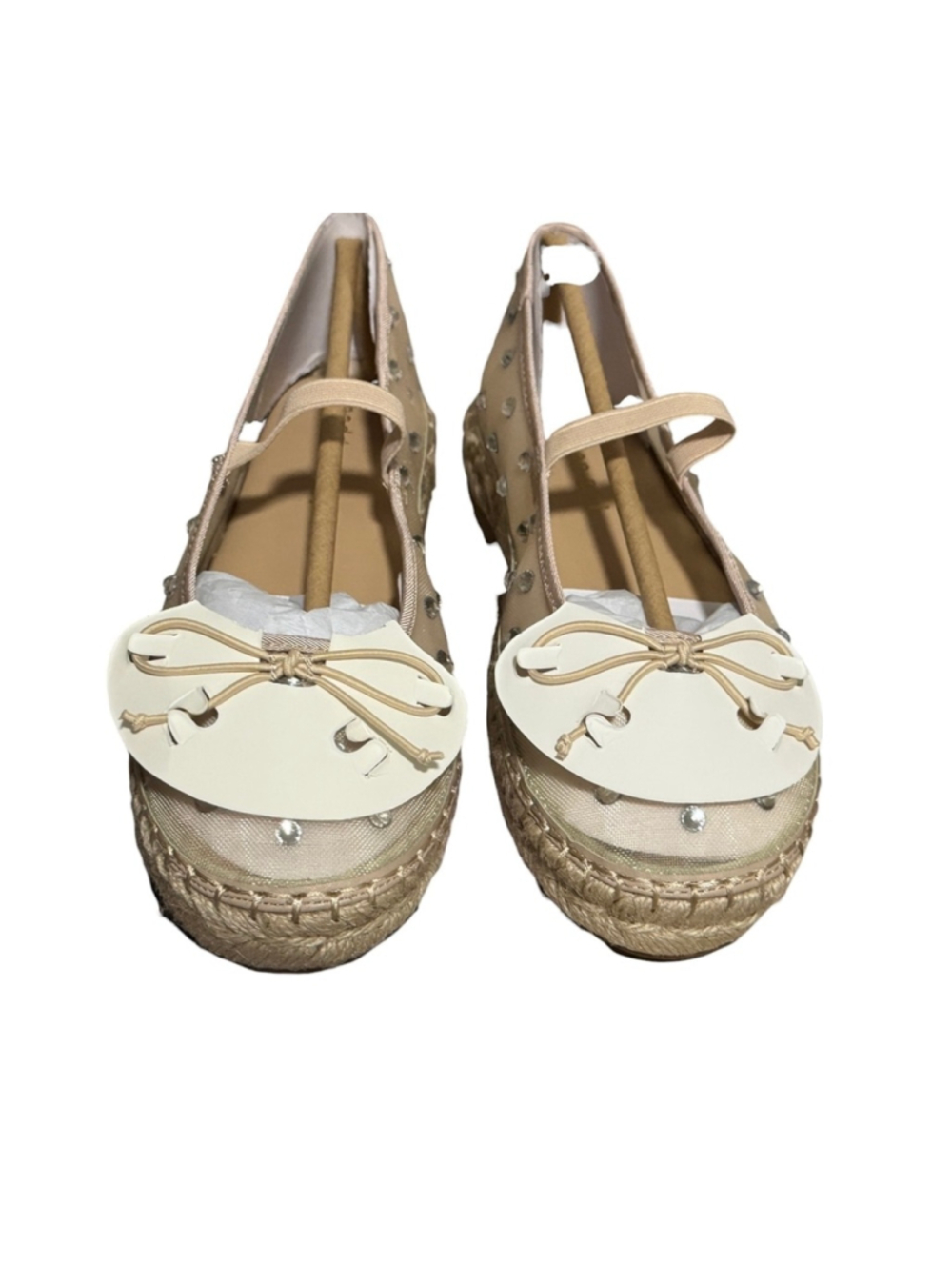 Mary Jane Mesh Espadrilles Rhinestones Size 5, Blush/Nude, Madden Girl - Picture 4 of 9